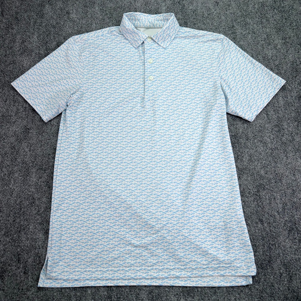 Vineyard Vines Polo Shirt Men XS Palmero Flag Print Golf Brrr Short Sleeve Whale - Picture 2 of 12